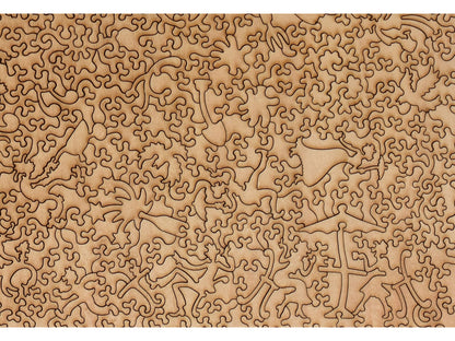 A closeup of the back of the puzzle, Oleanders, showing the detail in the pieces.