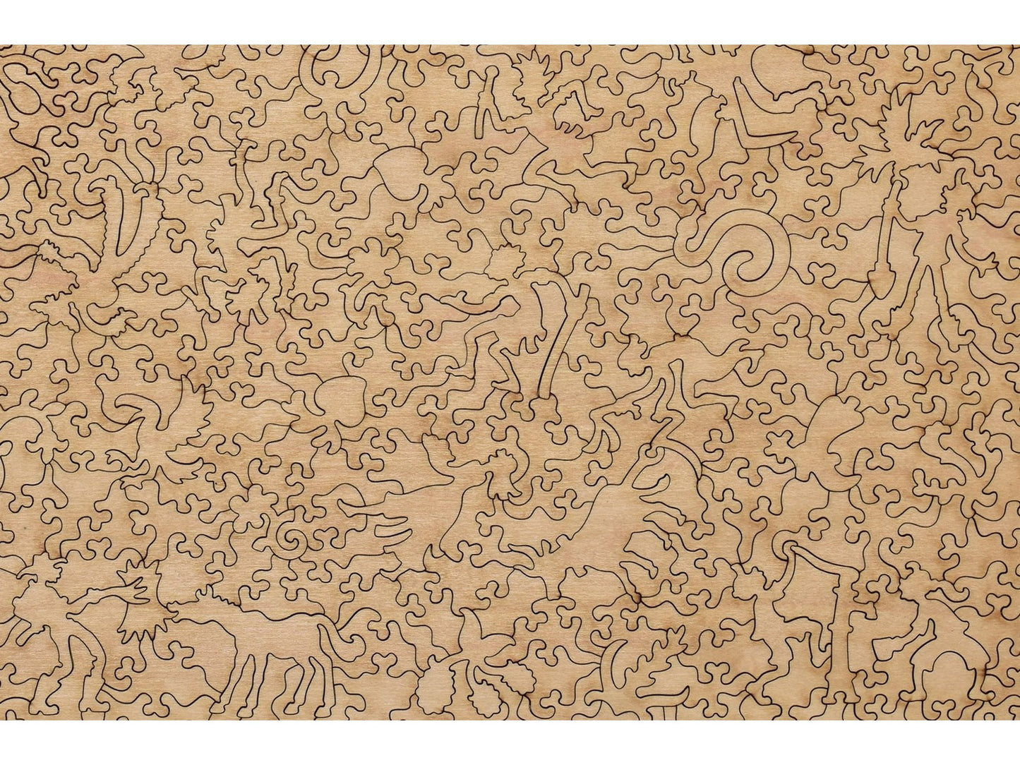 A closeup of the back of the puzzle, Packing House Labels, showing the detail in the pieces.