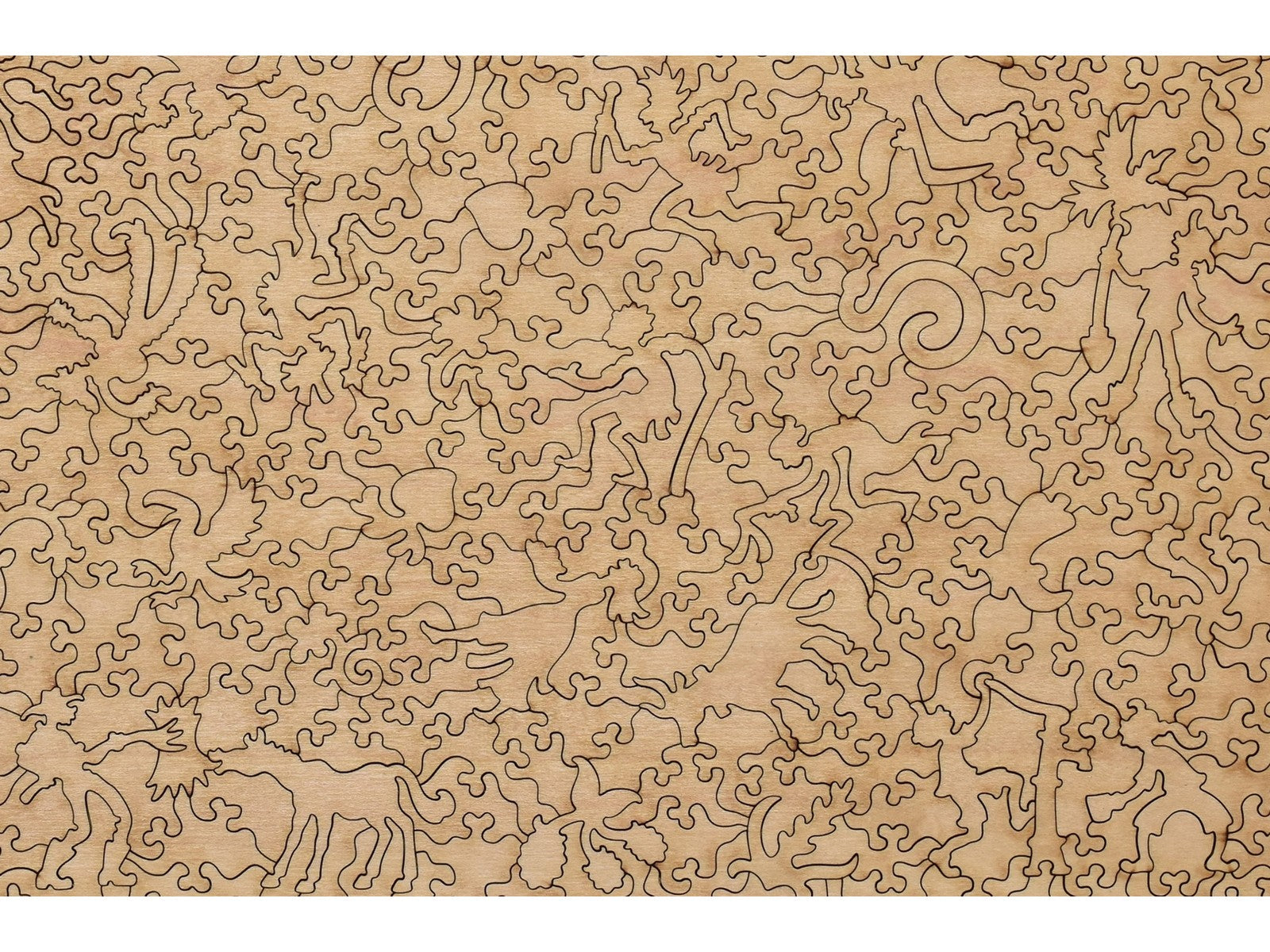 A closeup of the back of the puzzle, Packing House Labels, showing the detail in the pieces.