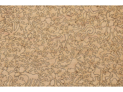 A closeup of the back of the puzzle, Packing House Labels, showing the detail in the pieces.