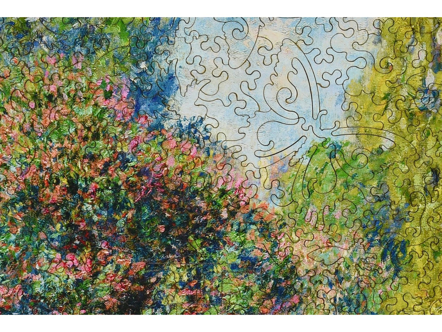 A closeup of the front of the puzzle, Landscape: The Parc Monceau, showing the detail in the pieces.