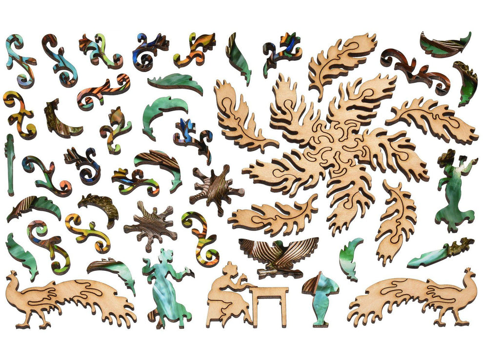Peacock Library Lamp Wooden Jigsaw Puzzle | Liberty Puzzles