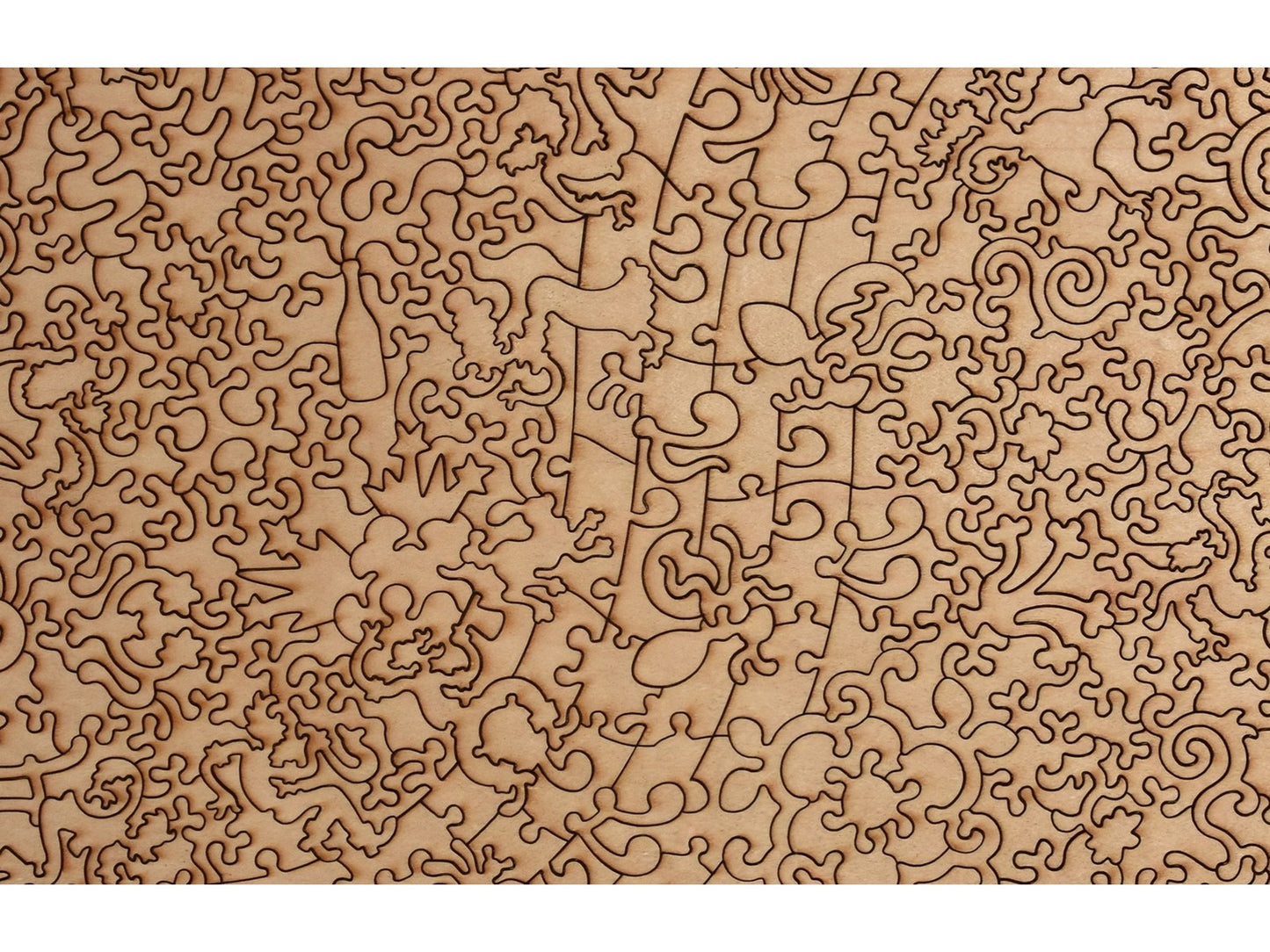 A closeup of the back of the puzzle, Peruvian Night, showing the detail in the pieces.