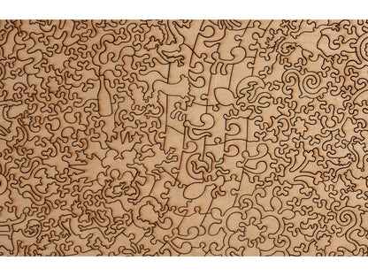 A closeup of the back of the puzzle, Peruvian Night, showing the detail in the pieces.