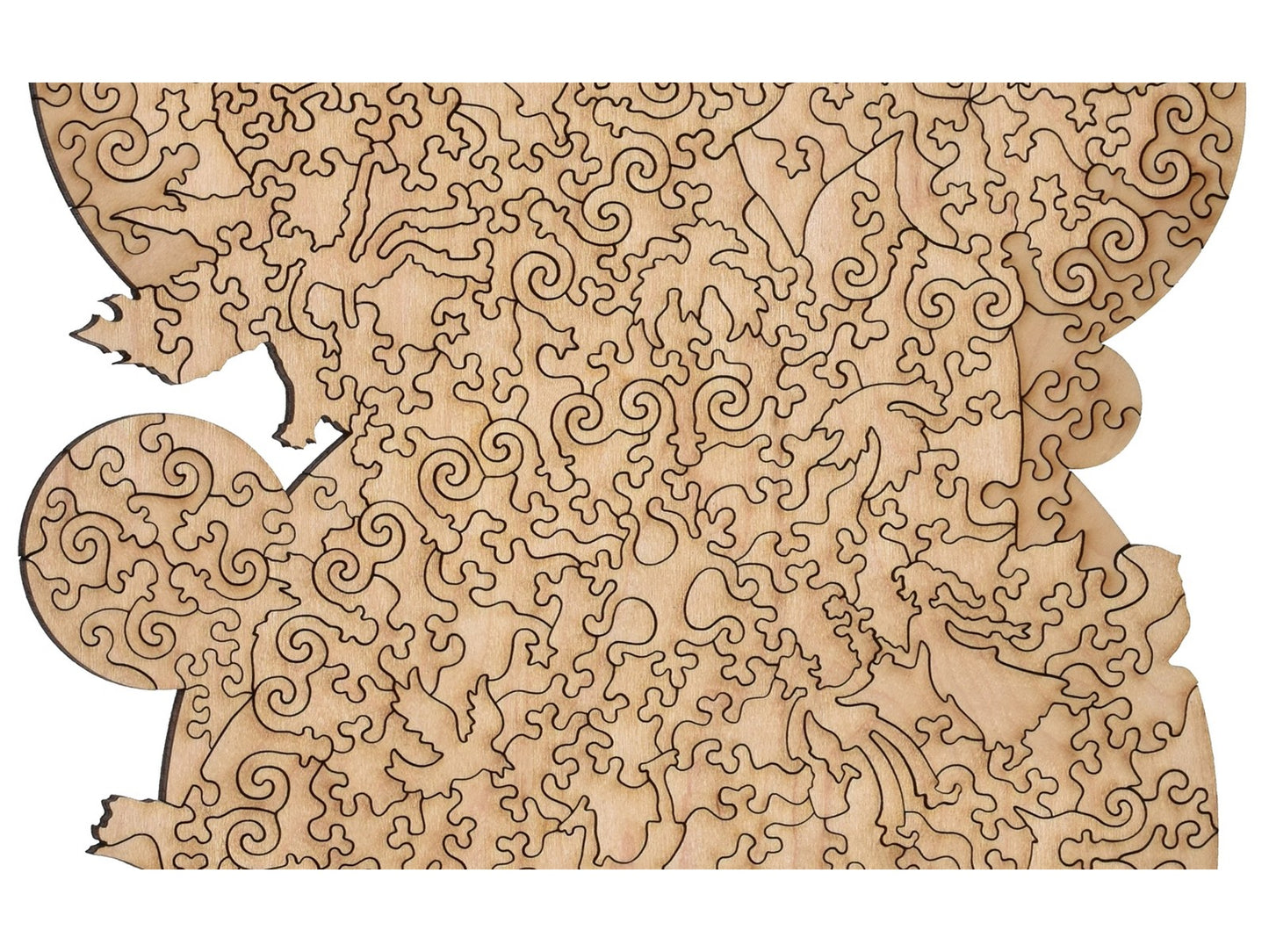 A closeup of the back of the puzzle, Pileated Woodpecker, showing the detail in the pieces.
