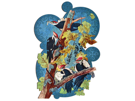 The front of the puzzle, Pileated Woodpecker.