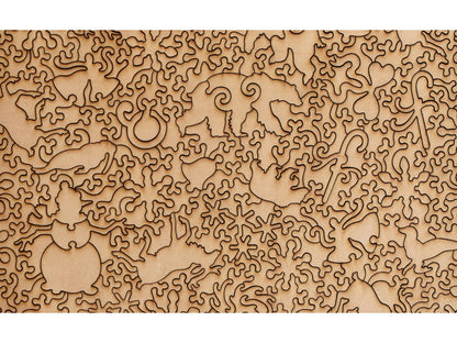 A closeup of the back of the puzzle, Polar Ribbon Dance, showing the detail in the pieces.