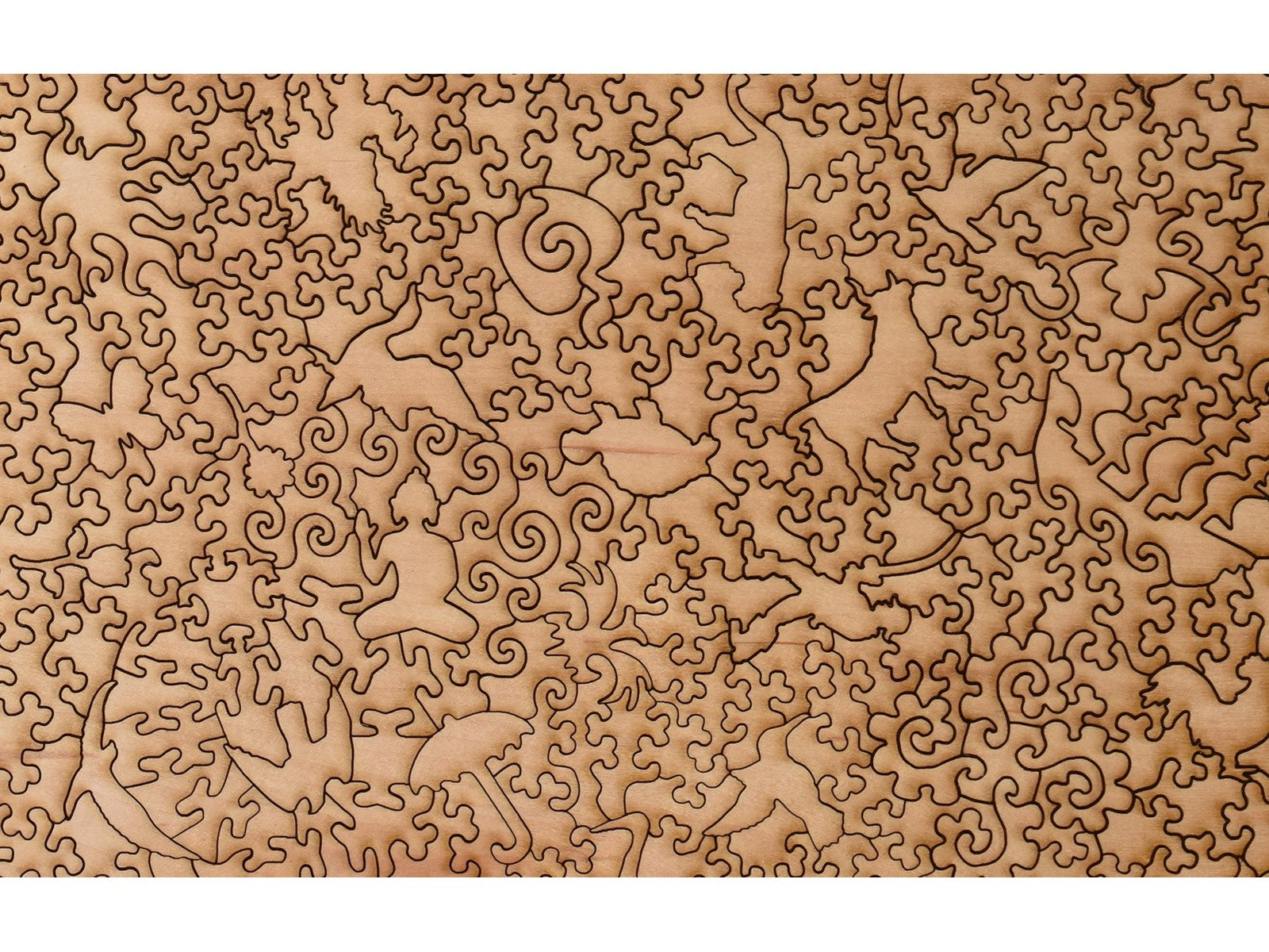 A closeup of the back of the puzzle, Precincts of the Tenjin Shrine at Kameido, showing the detail in the pieces.
