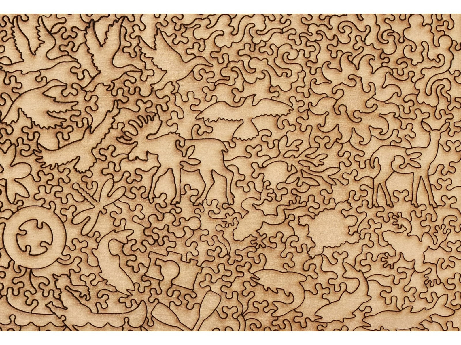 A closeup of the back of the puzzle, Red Canoe, showing the detail in the pieces.