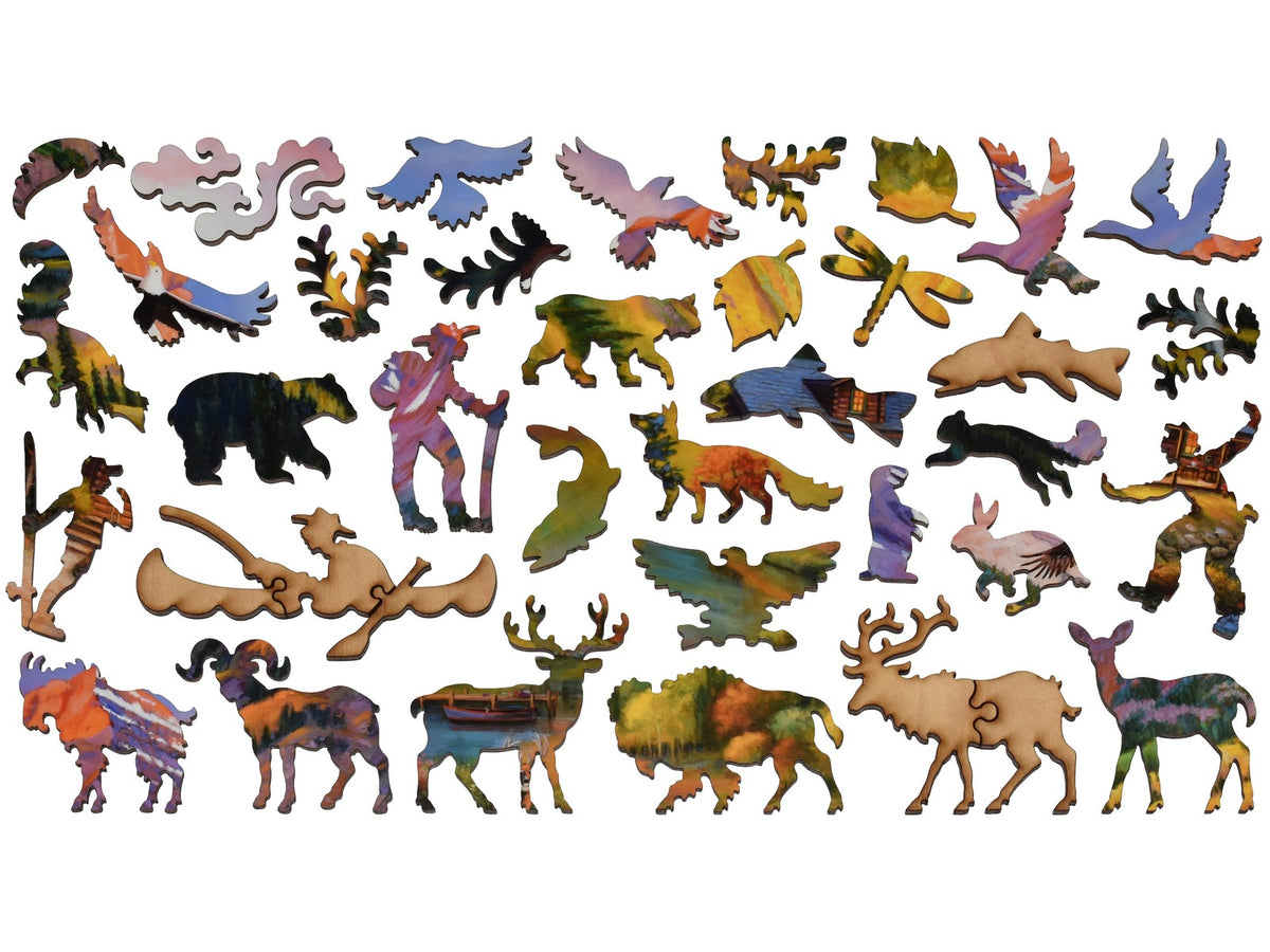 The whimsy pieces that can be found in the puzzle, Rocky Mountain Retreat.