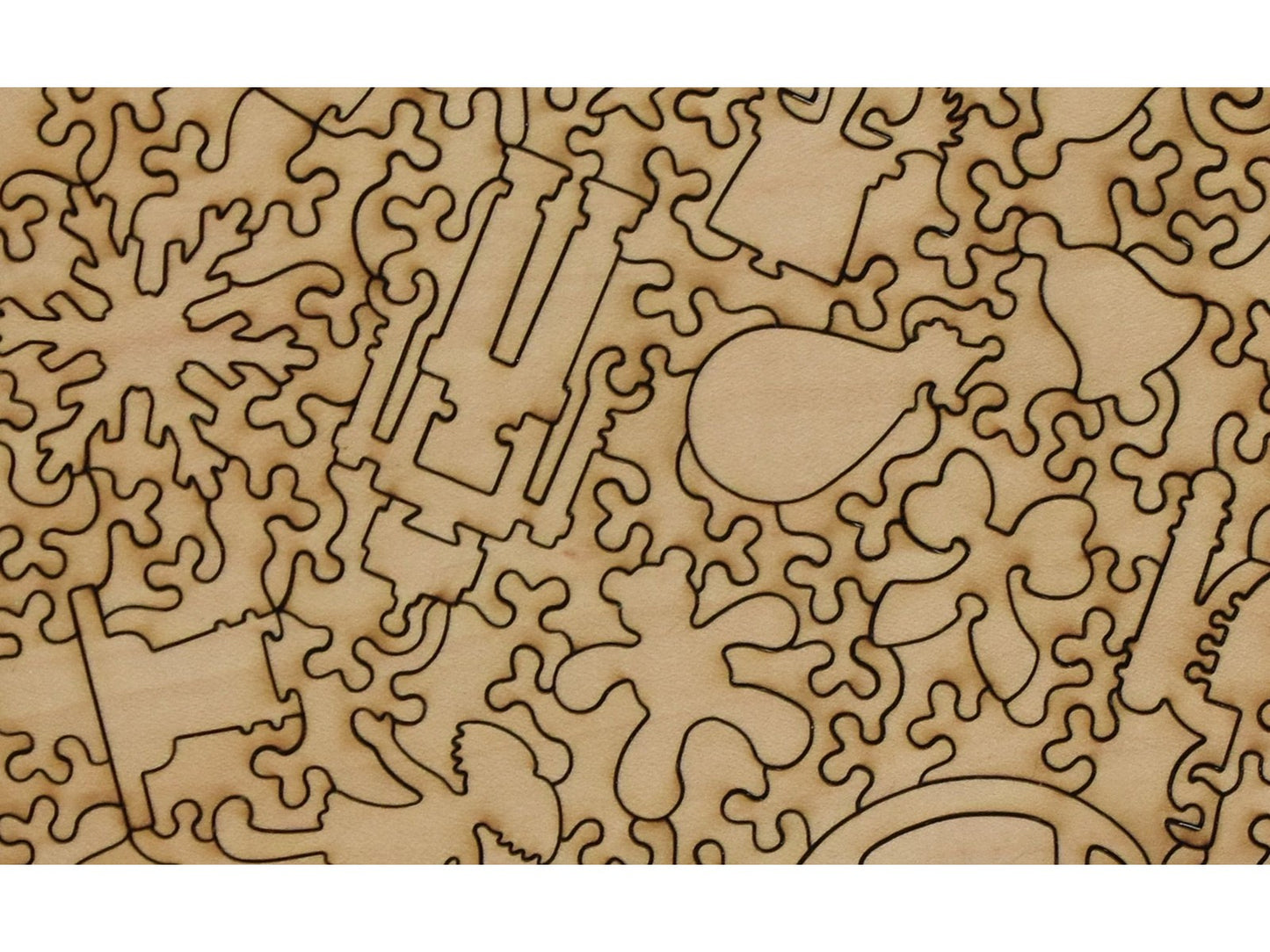 Second image for A closeup of the back of the puzzle, Santa's Toboggan Ride, showing the detail in the pieces.