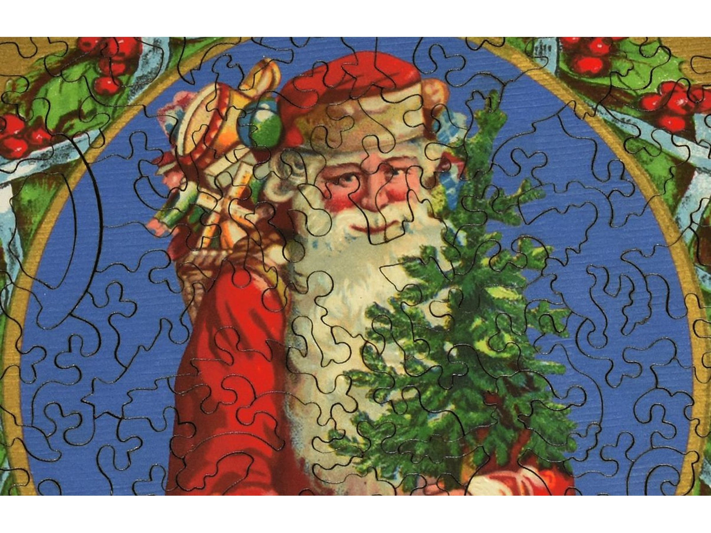 A closeup of the front of the puzzle, Santa's Treats.