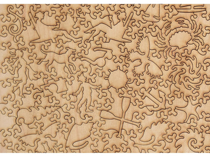 A closeup of the back of the puzzle, Sea Cottage, showing the detail in the pieces.