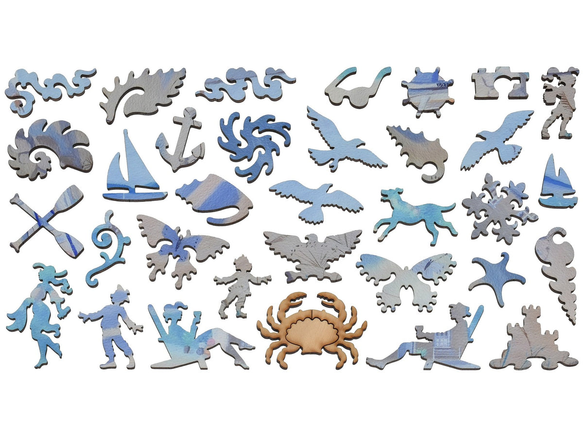 The whimsy pieces that can be found in the puzzle, Sea Cottage.