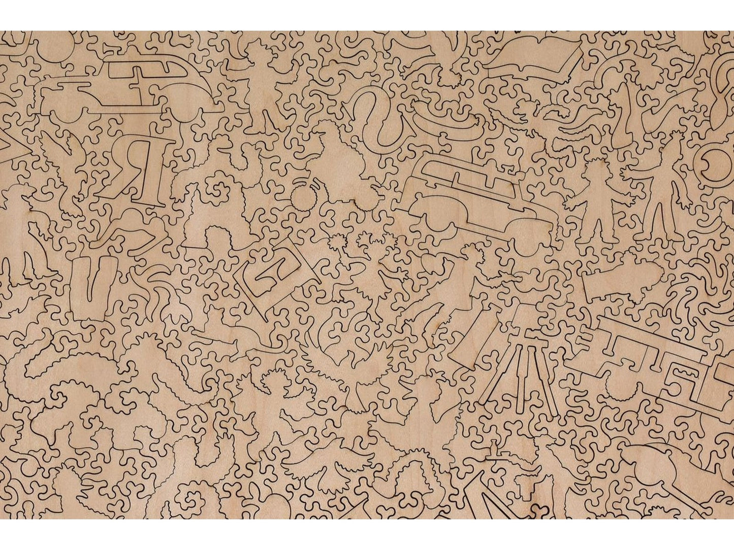 A closeup of the back of the puzzle, Sesame Street in the City, showing the detail in the pieces.