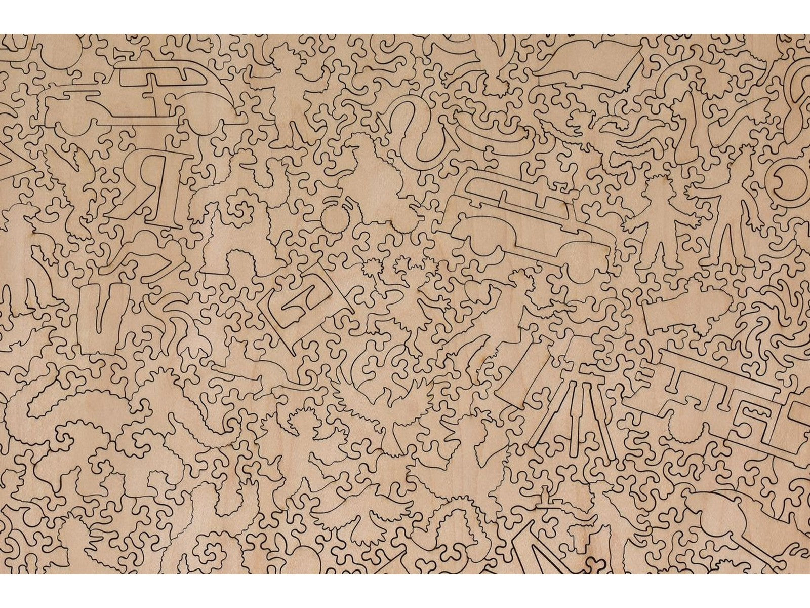 A closeup of the back of the puzzle, Sesame Street in the City, showing the detail in the pieces.