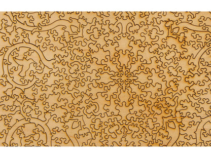 A closeup of the back of the puzzle, Shamsa Sunburst, showing the detail in the pieces.