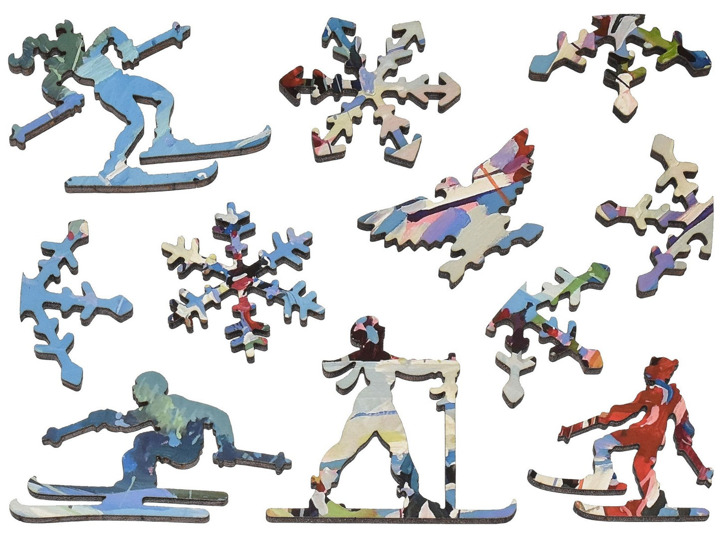 The whimsy pieces that can be found in the puzzle, Ski School.