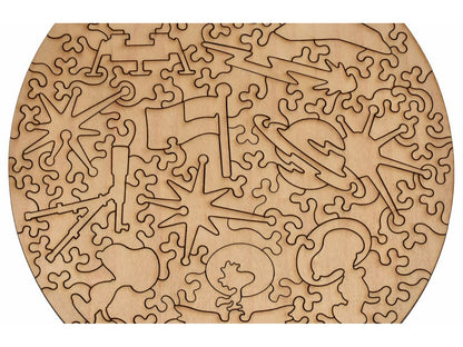 A closeup of the back of the puzzle, One Small Step for Snoopy, showing the detail in the pieces.