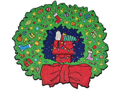 The front of the puzzle, Snoopy's Christmas Dream.