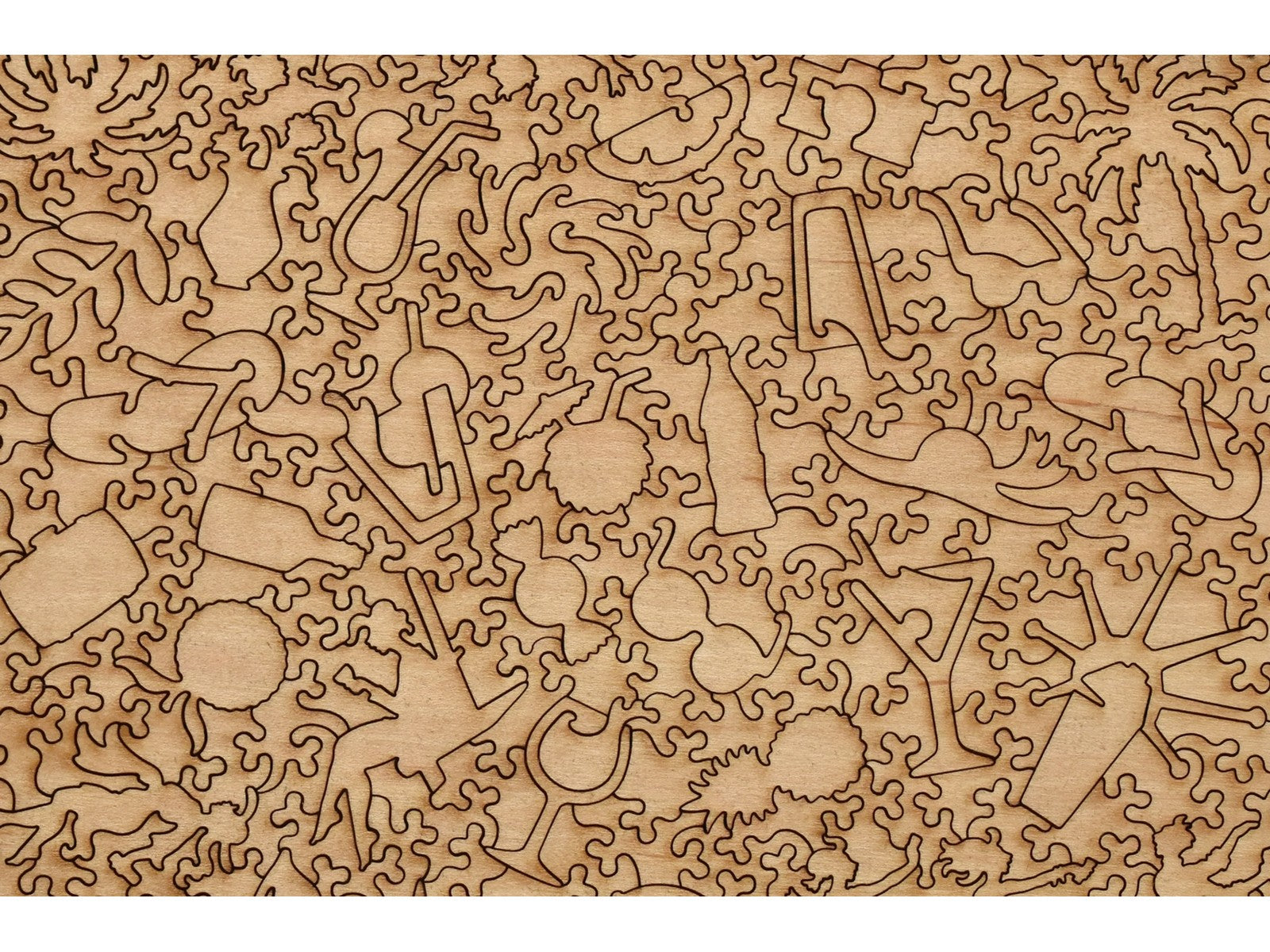 A closeup of the back of the puzzle, Spring Break Bar, showing the detail in the pieces.