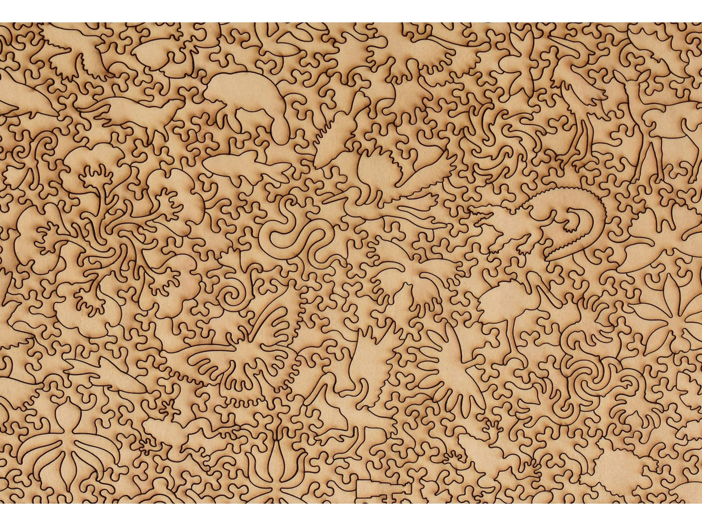 A closeup of the back of the puzzle, Spring in the Everglades, showing the detail in the pieces.