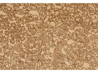 A closeup of the back of the puzzle, Spring in the Everglades, showing the detail in the pieces.
