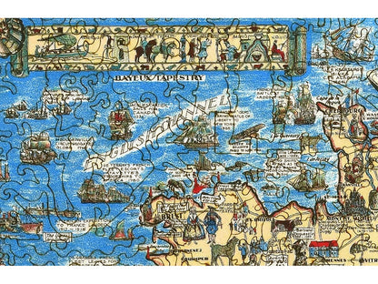 A closeup of the front of the puzzle, A Story Map of France, showing the detail in the pieces.
