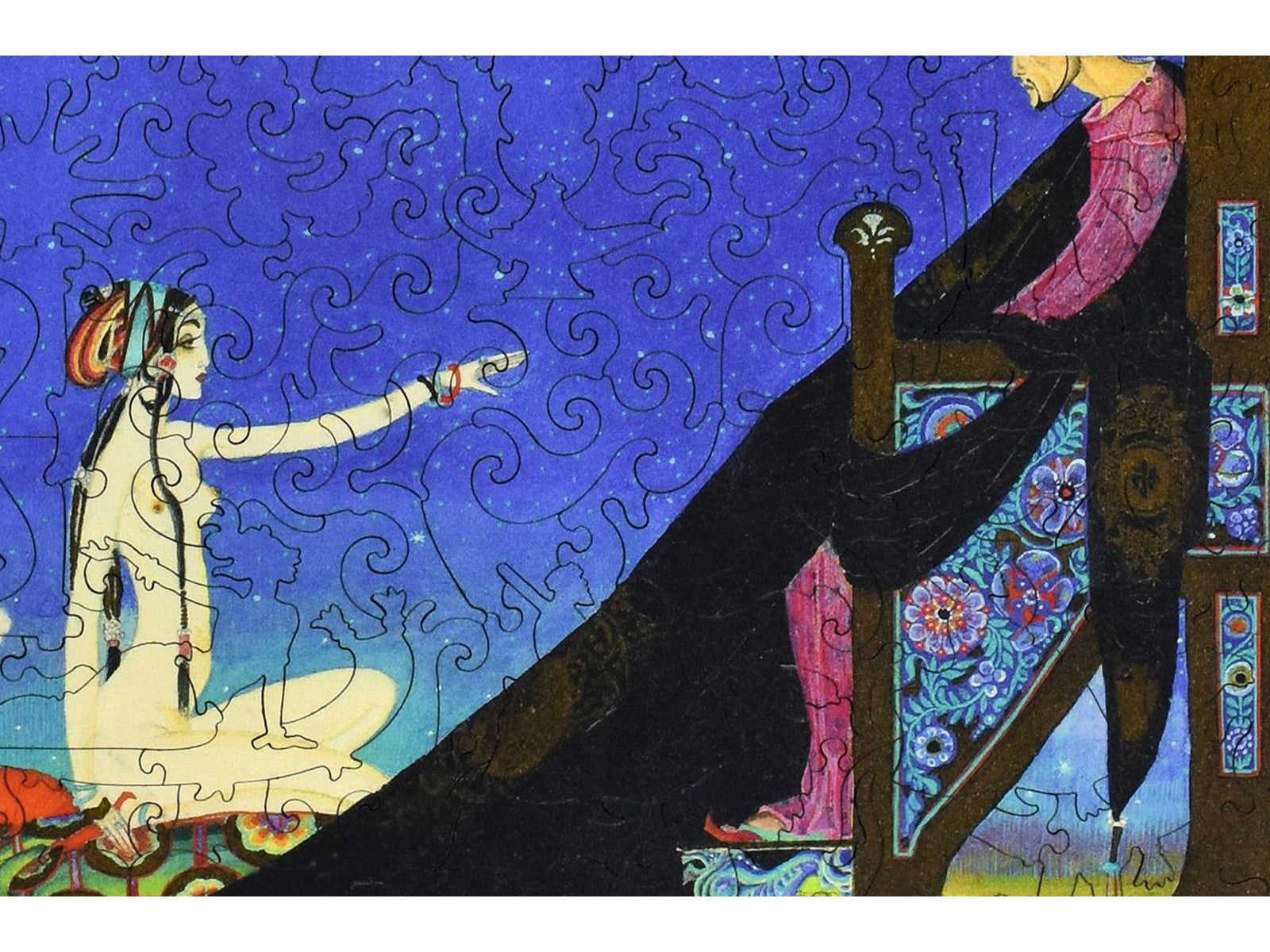 A closeup of the front of the puzzle, The Story of Scheherazade.