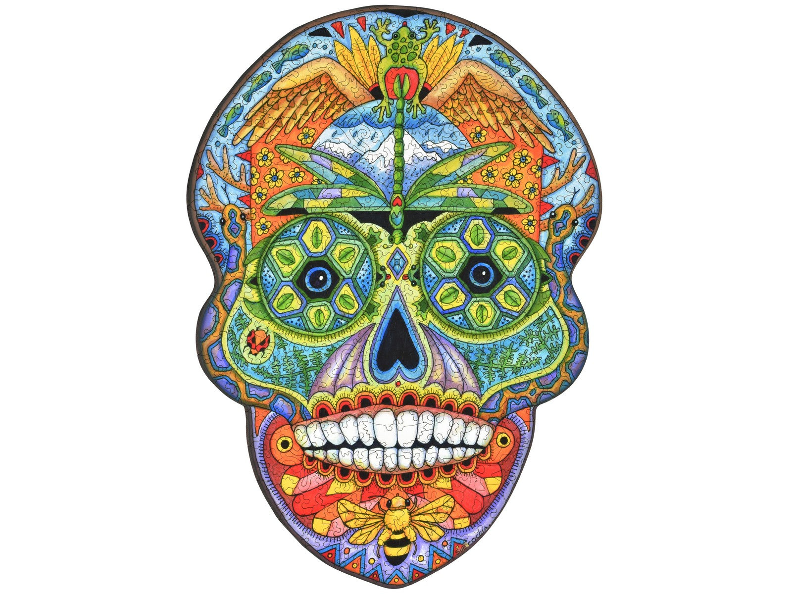 The front of the puzzle, Sugar Skull, by Sue Coccia.