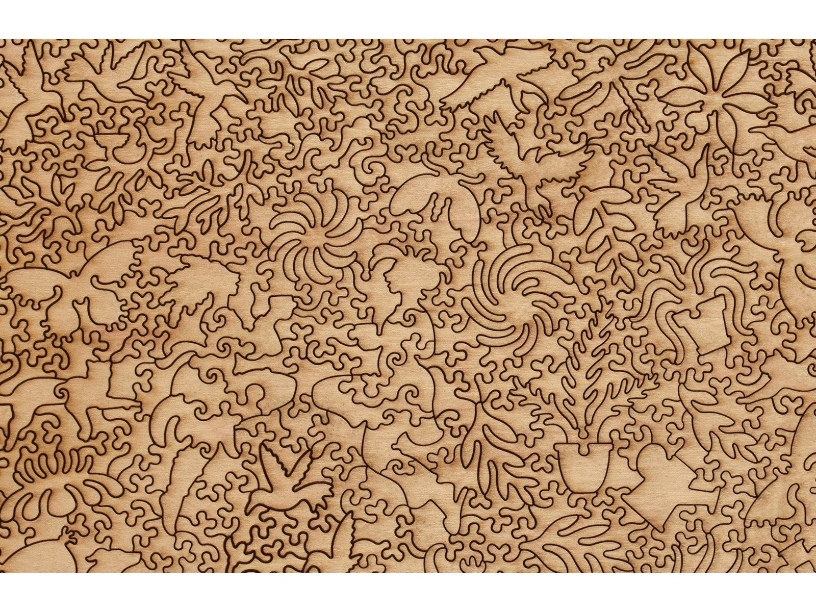 A closeup of the back of the puzzle, Sunspots, showing the detail in the pieces.