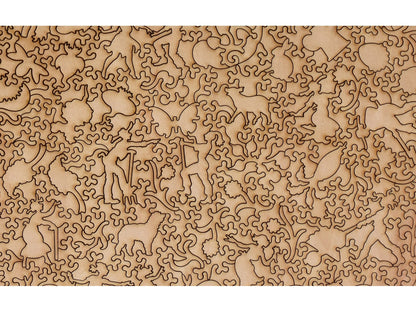 A closeup of the back of the puzzle, Tea Break, showing the detail in the pieces.