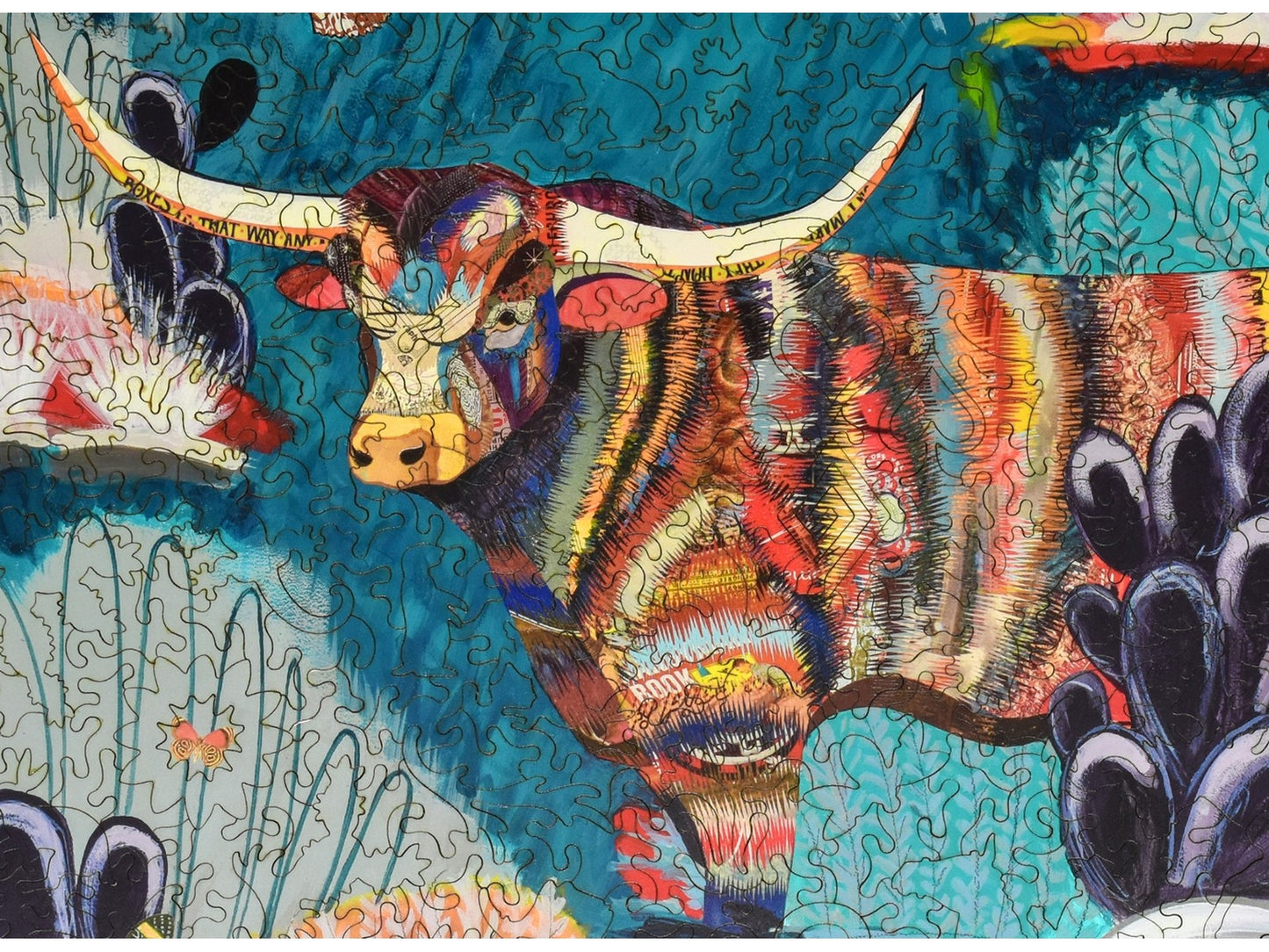 A closeup of the front of the puzzle, Texas Flush, showing the detail in the pieces.