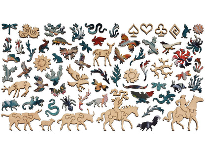 The whimsy pieces that can be found in the puzzle, Texas Flush.