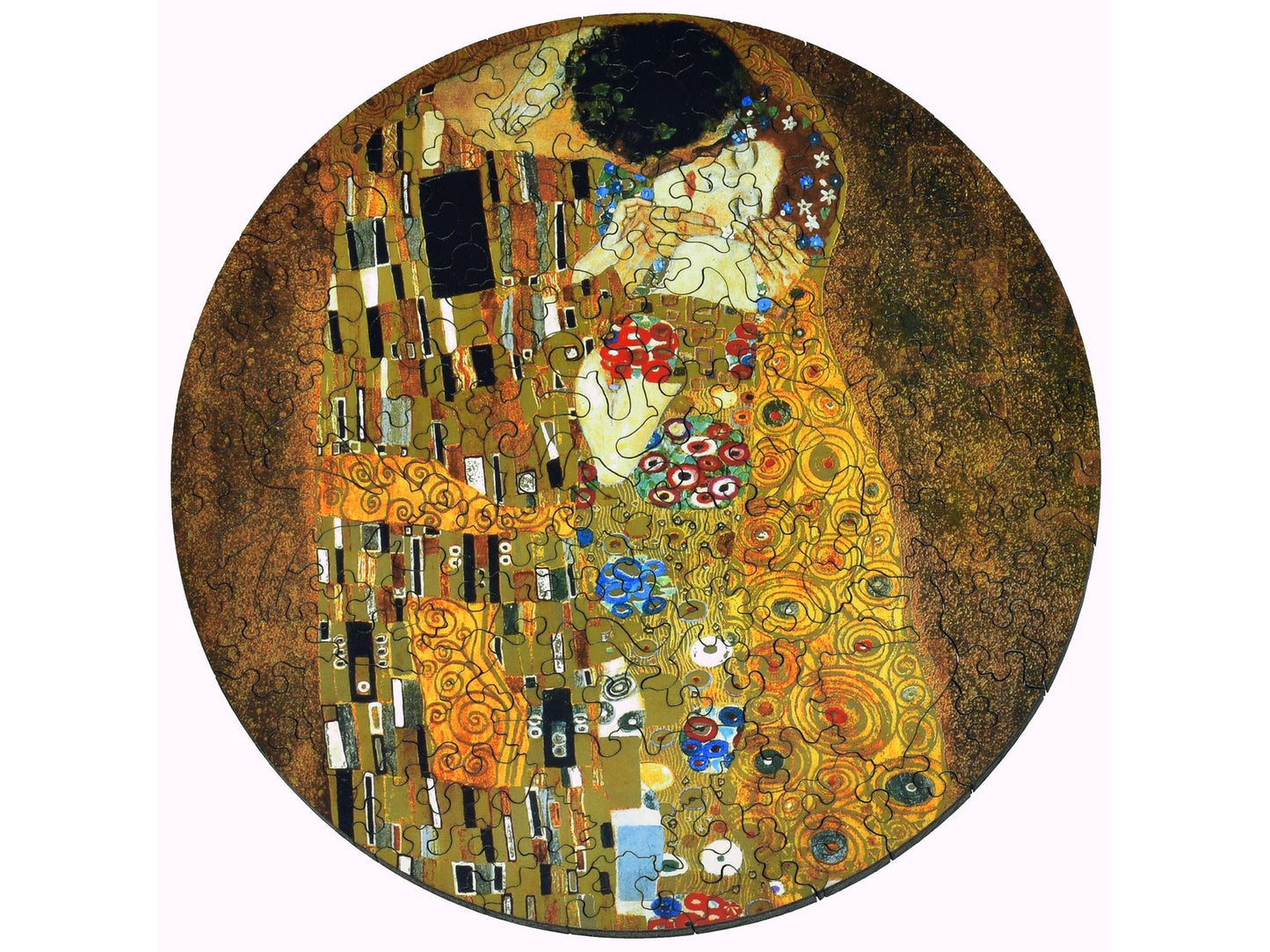 The front of the round puzzle, The Kiss.