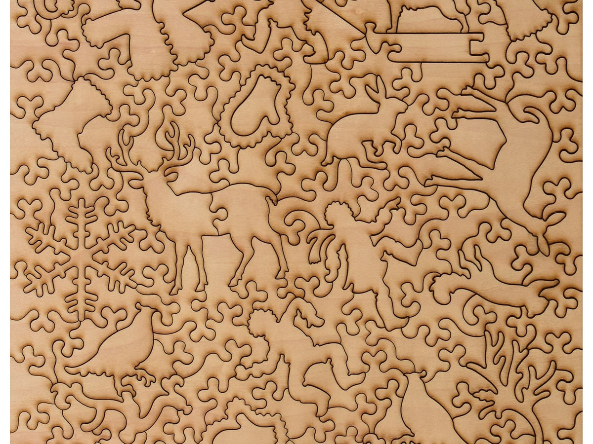 A closeup of the back of the puzzle, The North Wind, showing the detail in the pieces.