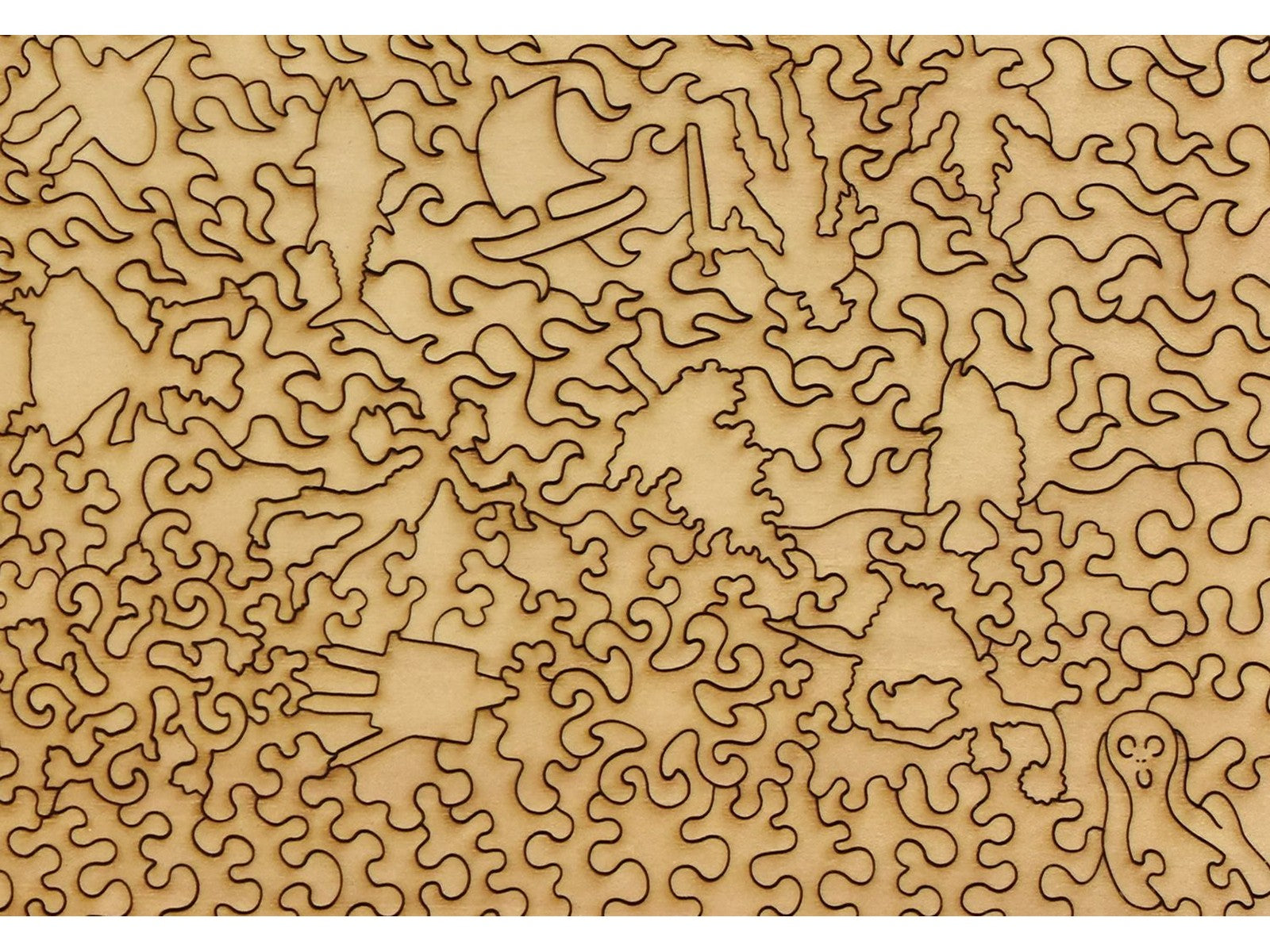 A closeup of the back of the puzzle, The Scream.