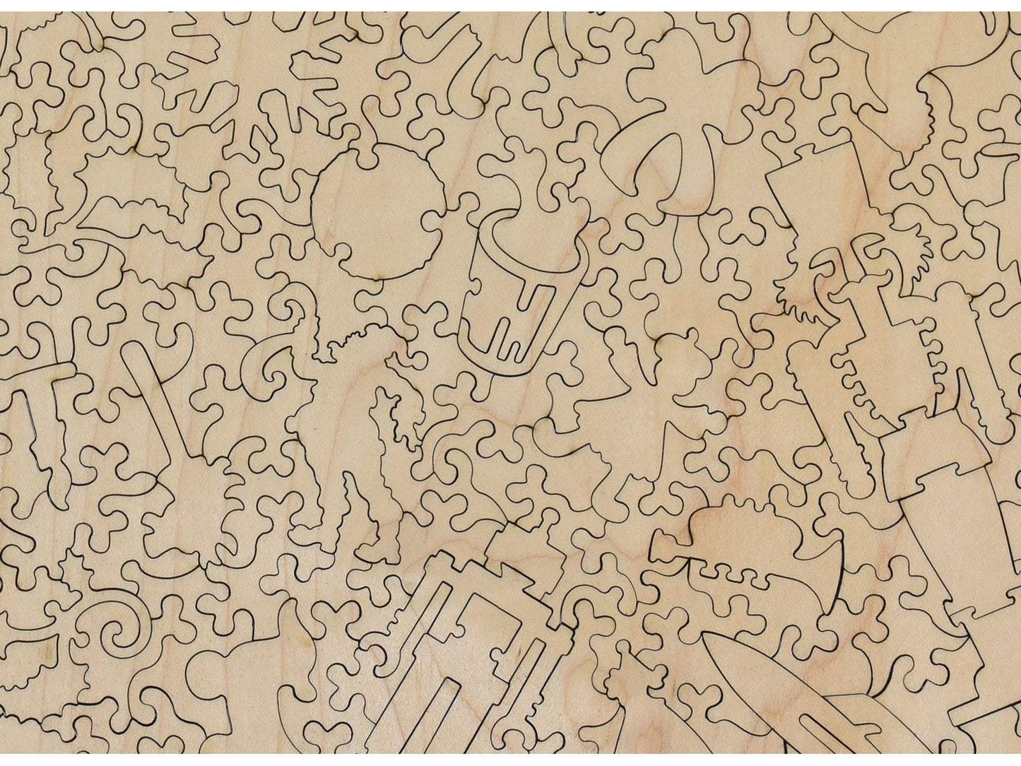 A closeup of the back of the puzzle, Toys a Plenty.