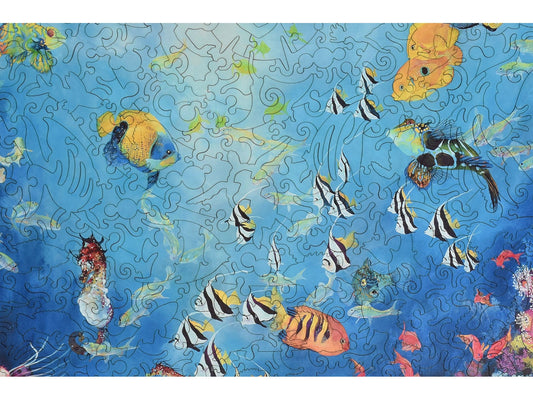 A closeup of the front of the puzzle showing Underwater World II.