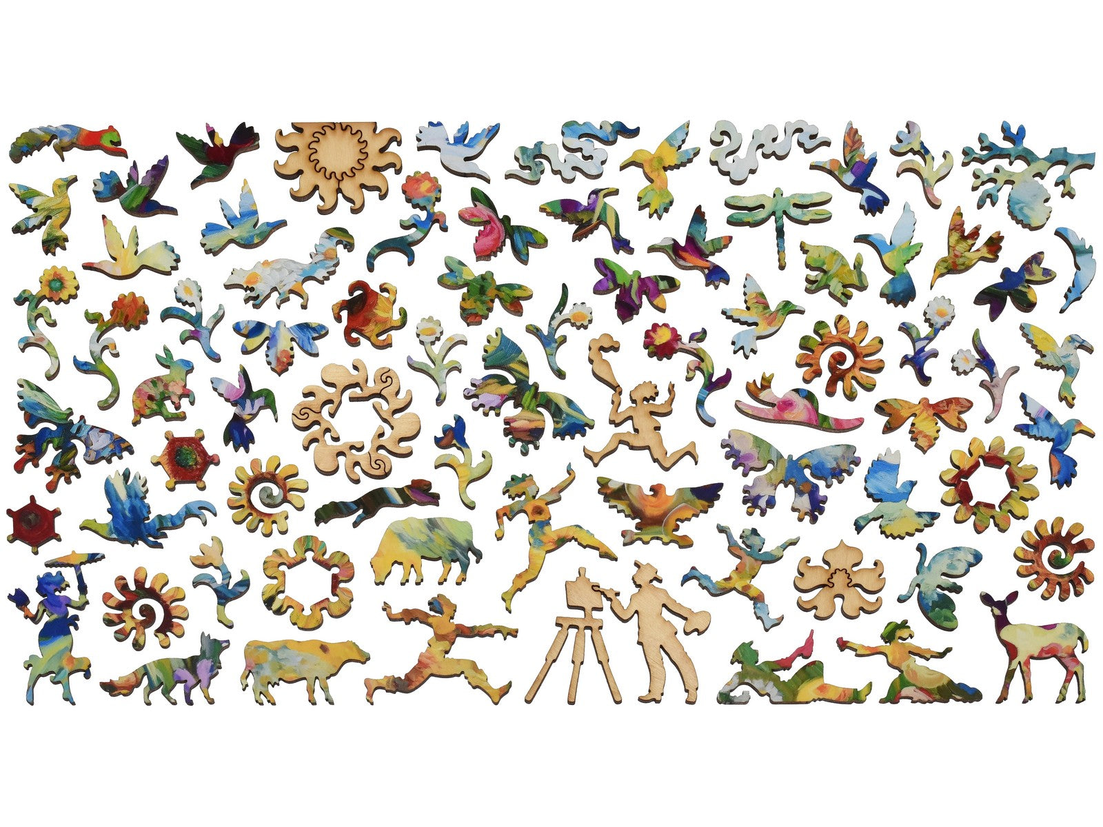 The whimsy pieces that can be found in the puzzle, Van Gogh's Garden.