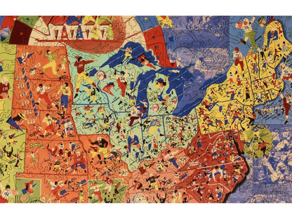 A closeup of the front of the puzzle, Vintage College Football, showing the detail in the pieces.