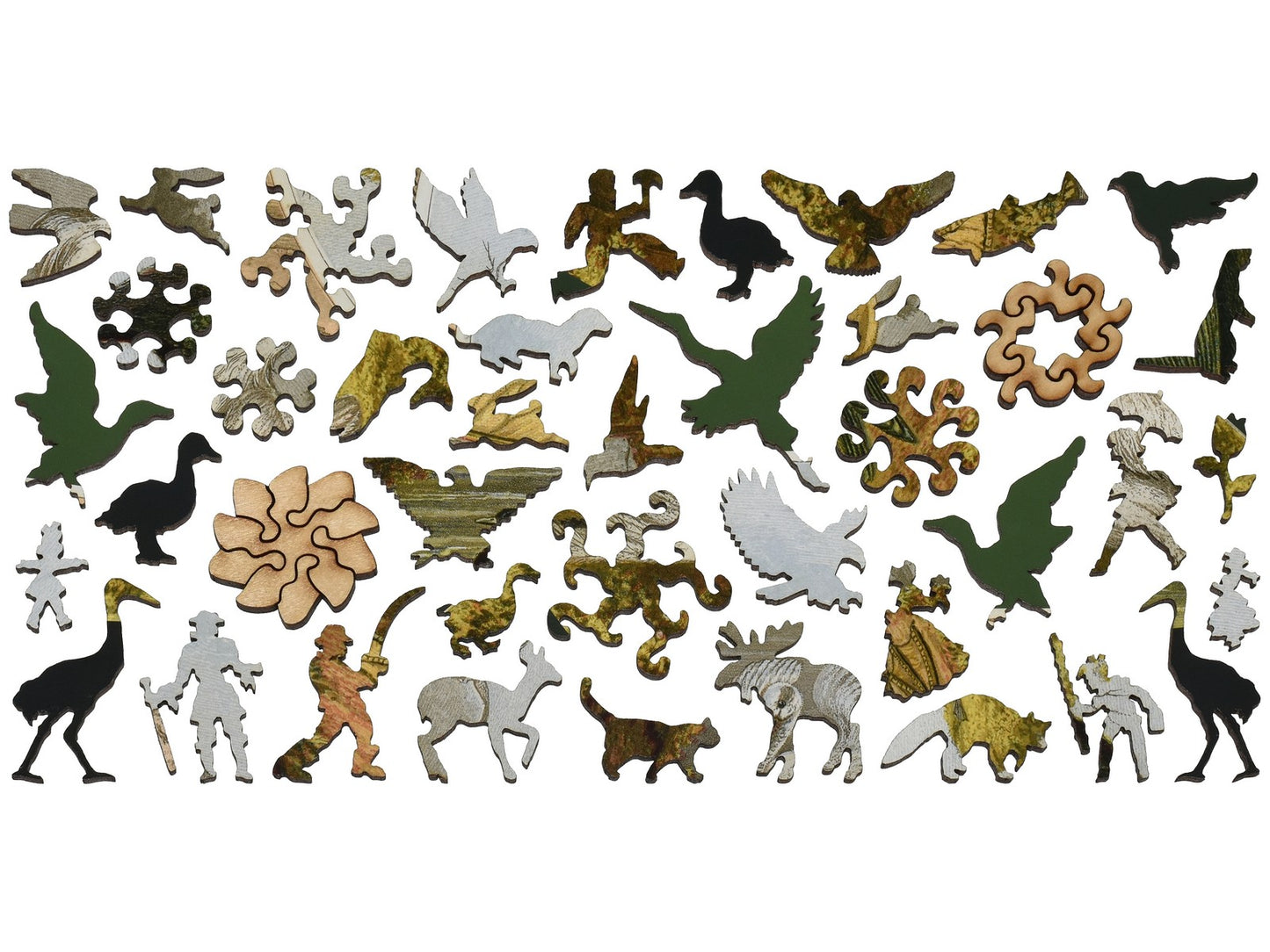 The whimsy pieces that can be found in the puzzle, Whimsical Birds.