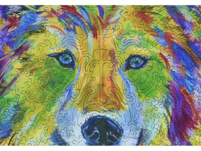 A closeup of the front of the puzzle, Wild in Spirit, showing the detail in the pieces.