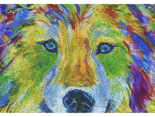 A closeup of the front of the puzzle, Wild in Spirit, showing the detail in the pieces.
