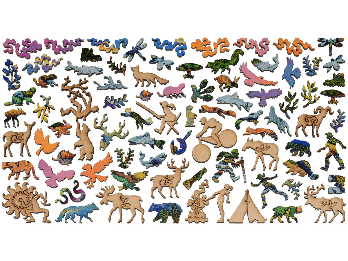 The whimsy pieces that can be found in the puzzle, Wolf Creek Pass.