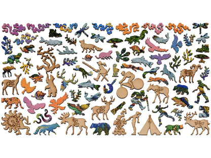 The whimsy pieces that can be found in the puzzle, Wolf Creek Pass.