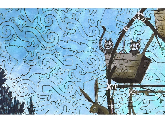 A closeup of the front of the puzzle, Woodland Wheel, showing the detail in the pieces.
