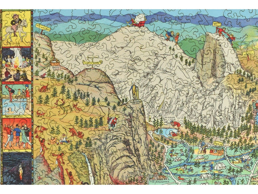 A closeup of the front of the puzzle, Yosemite, showing the detail in the pieces.