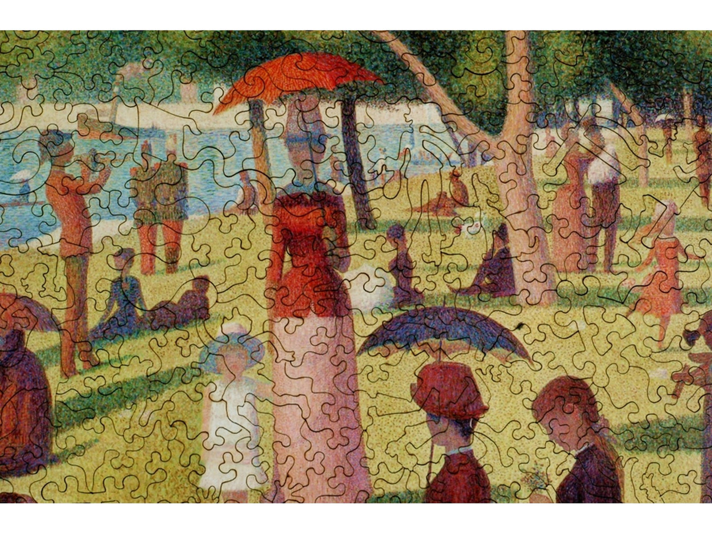A closeup of the front of the puzzle, A Sunday on La Grande Jatte.