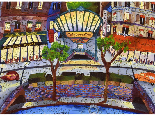 A closeup of the front of the puzzle, April in Paris.